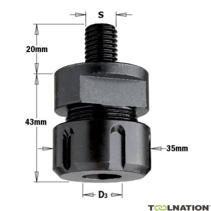 CMT 796.162.00 Freesdragermandrijn ER20 voor freesmachine 6-12,7 schacht M16x2 - 1