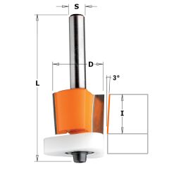 CMT 707.128.11 Uitloopfrees 3° met Delrin kopse geleider 12,7 x 12,7 mm schacht 6 mm