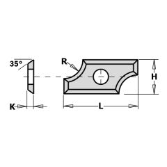 CMT 790.050.00 HW wisselmes Profiel 19,5 x 9 x 1,5 mm Radius 5 mm 10 stuks